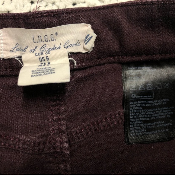H&M l.o.g.g. US 6 EUR 36 Deep Purple Jeans Burgundy logg Label of Graded Goods - Picture 7 of 12